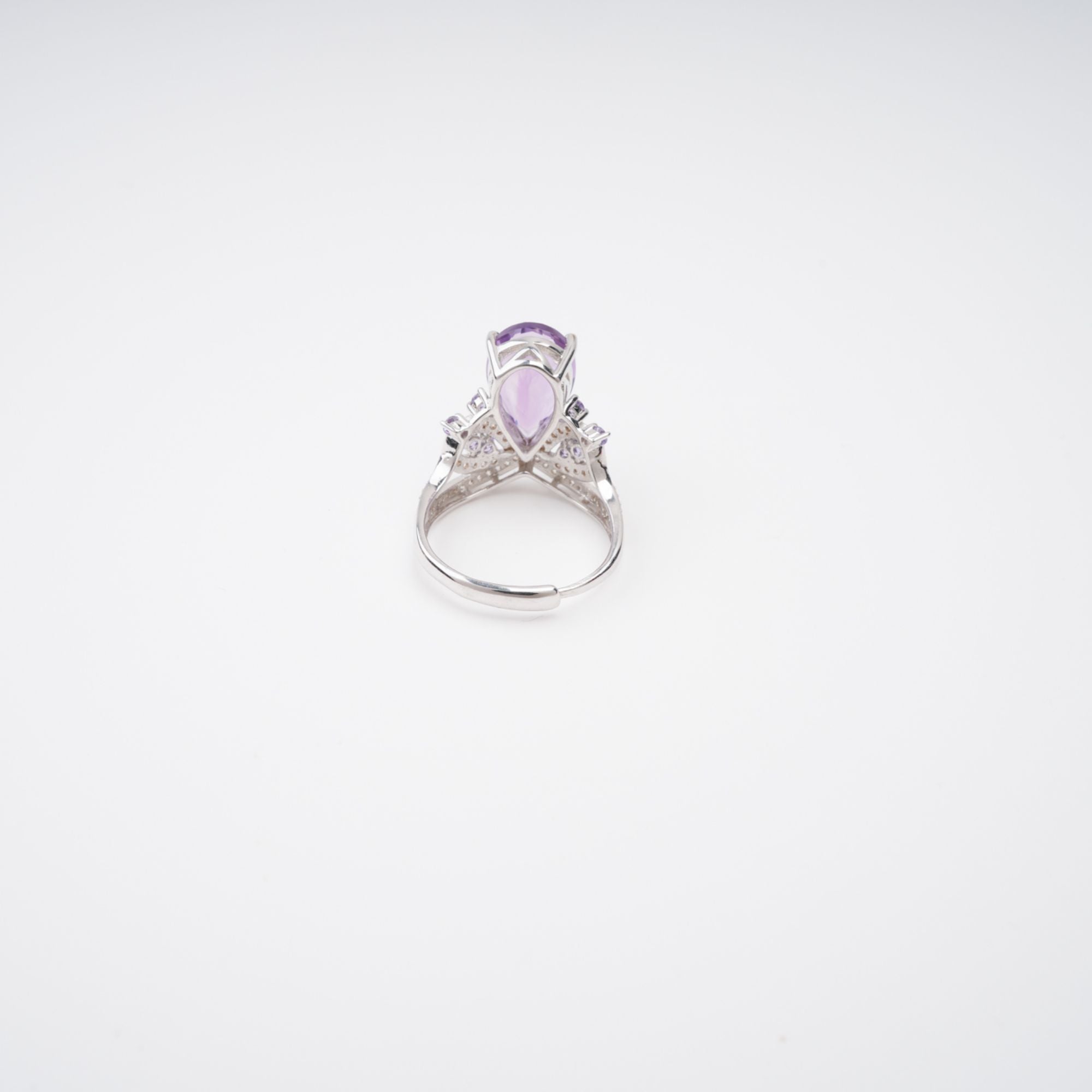 Eléonore Purple Pear Cut Gemstone Sterling Silver Adjustable Ring Avalabel