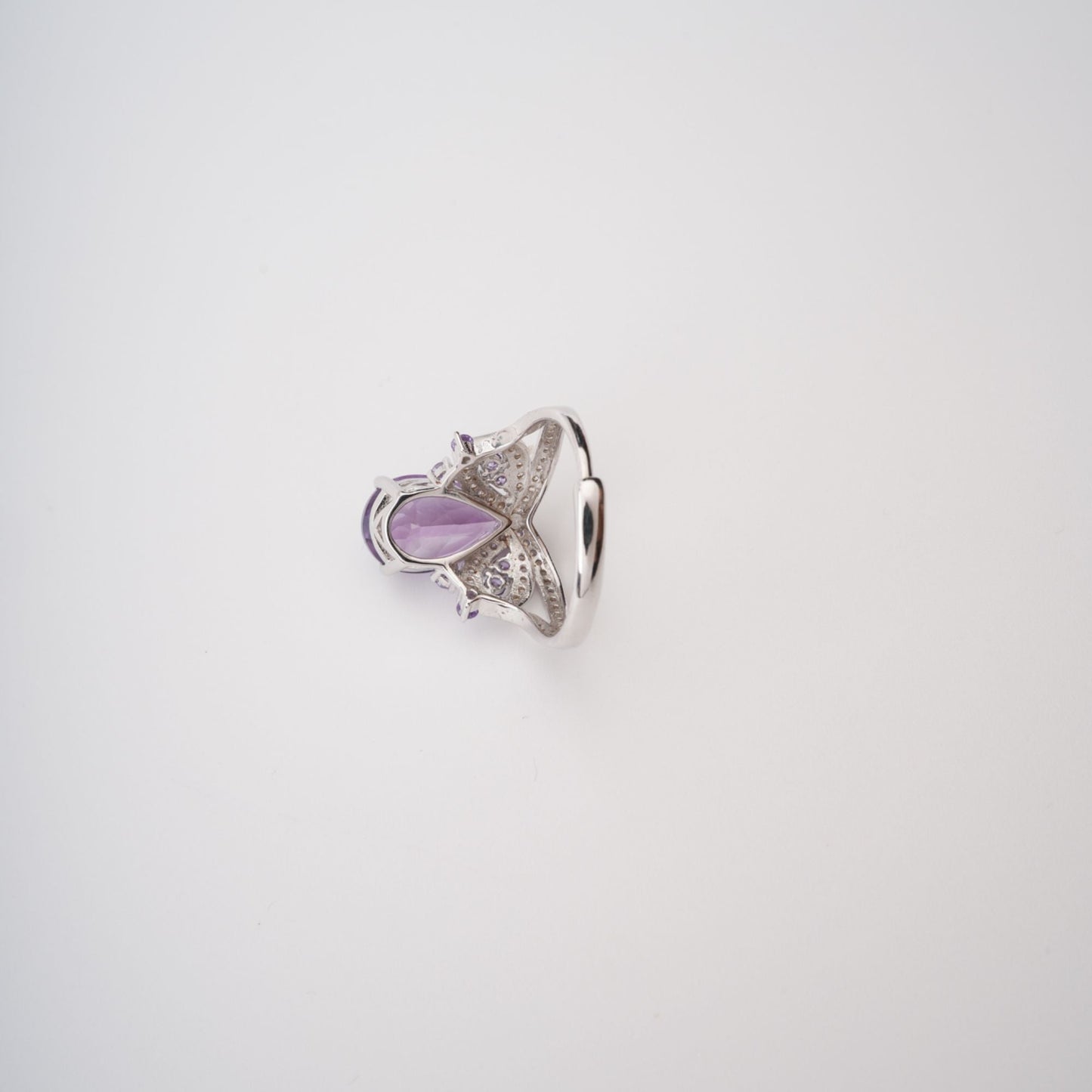 Eléonore Purple Pear Cut Gemstone Sterling Silver Adjustable Ring Avalabel
