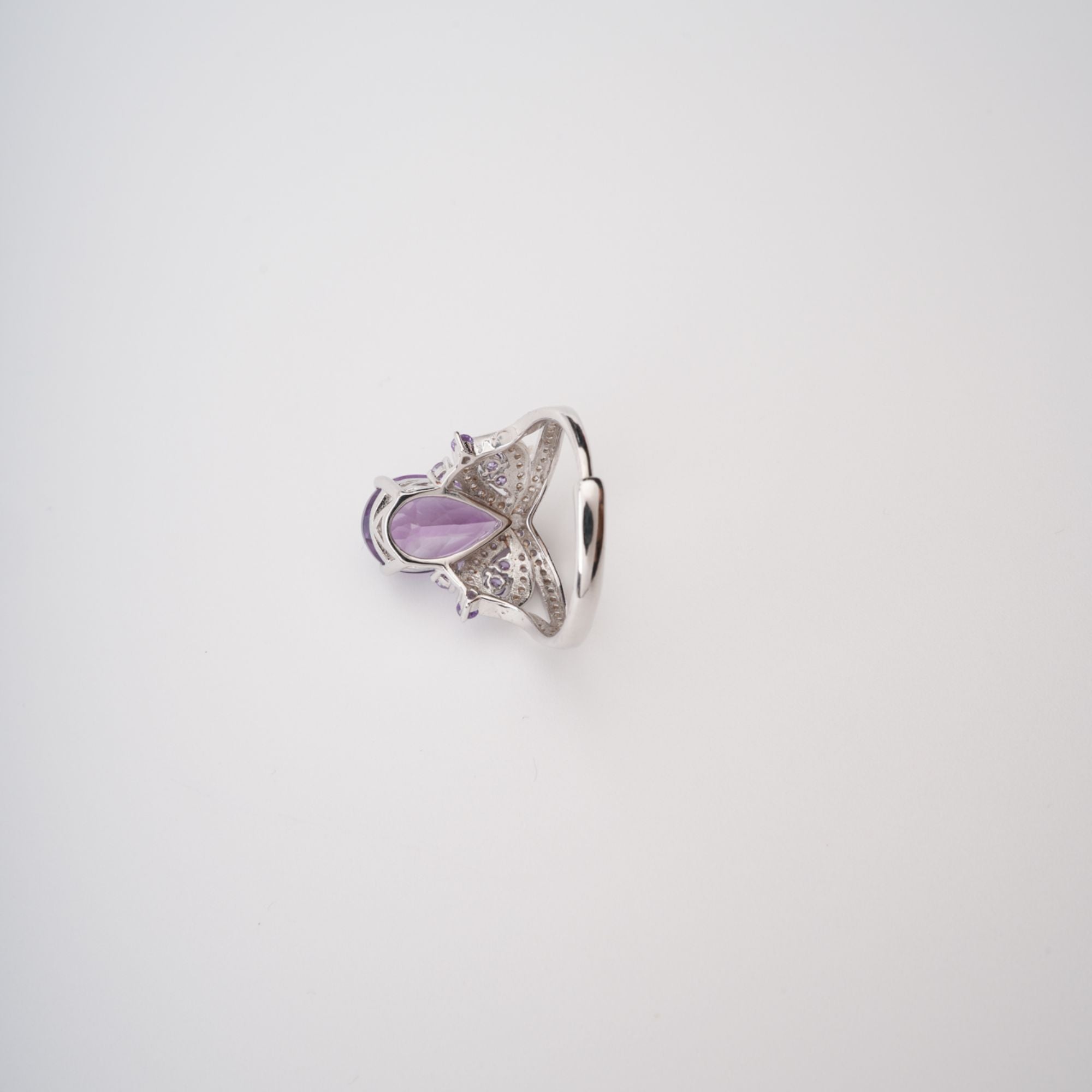 Eléonore Purple Pear Cut Gemstone Sterling Silver Adjustable Ring Avalabel