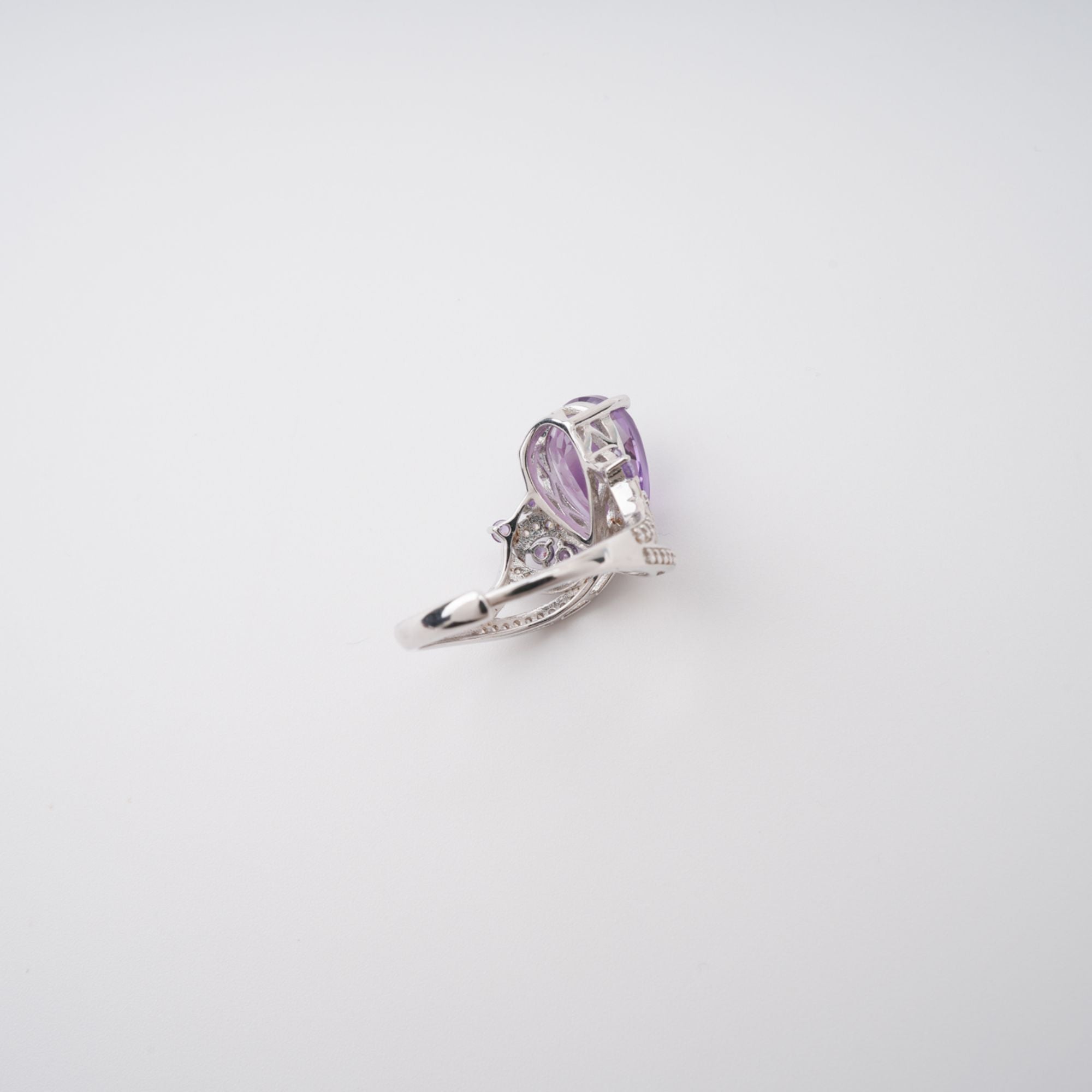 Eléonore Purple Pear Cut Gemstone Sterling Silver Adjustable Ring Avalabel