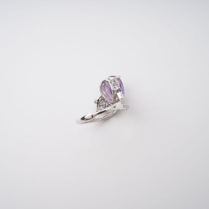 Eléonore Purple Pear Cut Gemstone Sterling Silver Adjustable Ring Avalabel