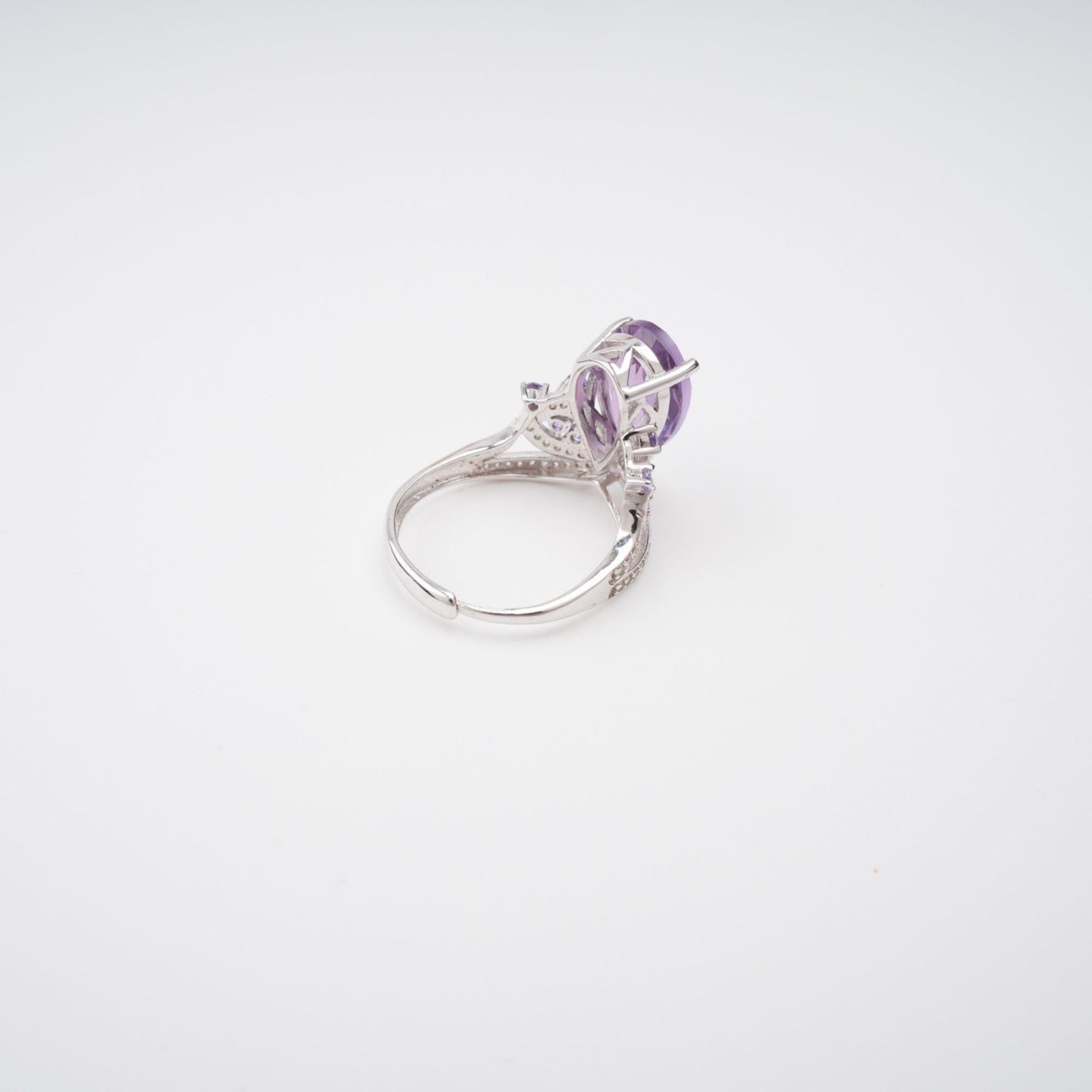 Eléonore Purple Pear Cut Gemstone Sterling Silver Adjustable Ring Avalabel