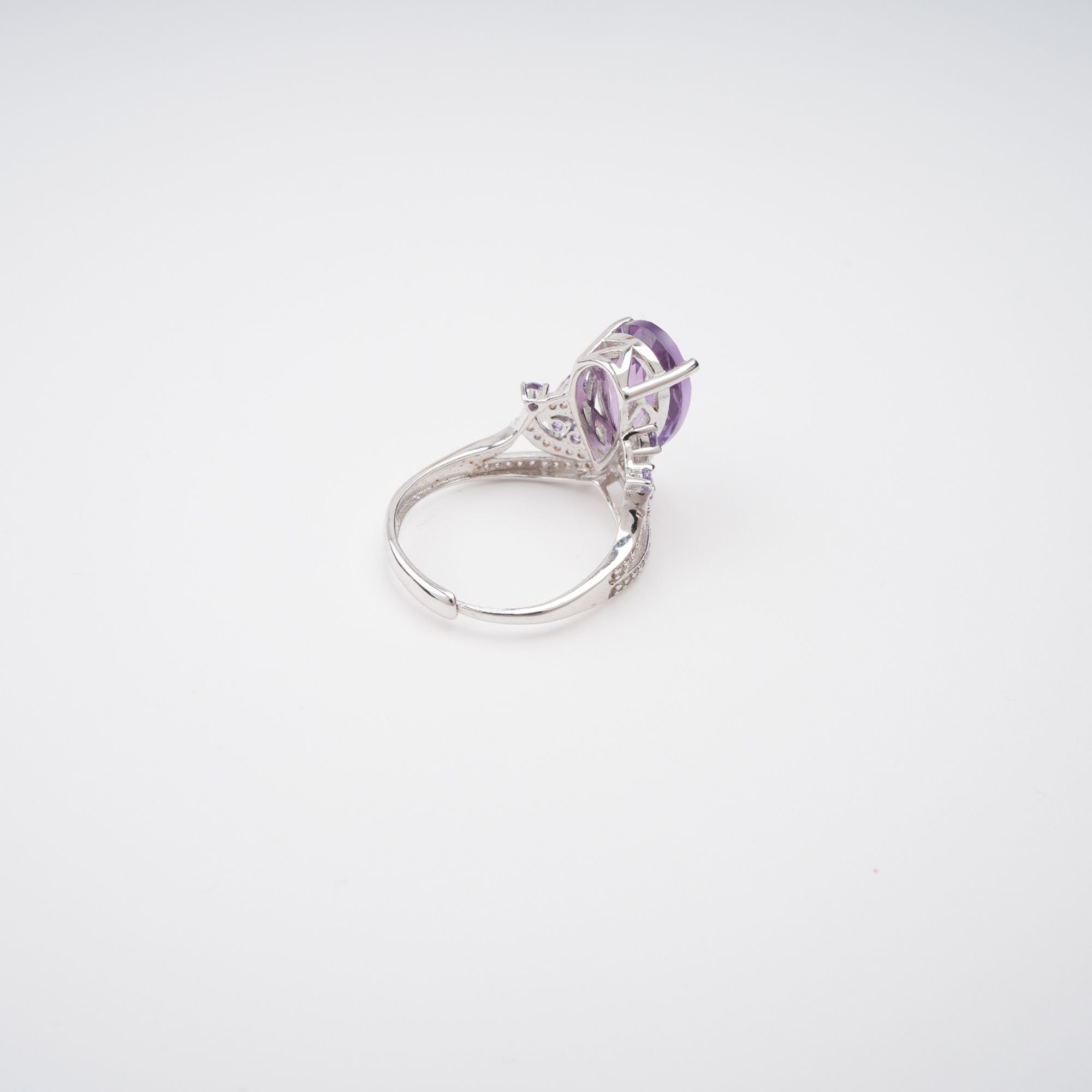 Eléonore Purple Pear Cut Gemstone Sterling Silver Adjustable Ring Avalabel