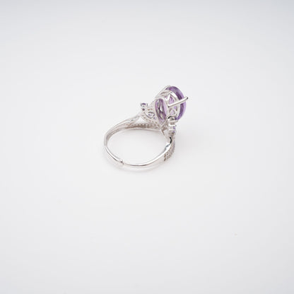 Eléonore Purple Pear Cut Gemstone Sterling Silver Adjustable Ring Avalabel