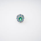 Clémence Green Emerald Cut Gemstone Sterling Silver Ring Avalabel