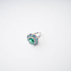 Clémence Green Emerald Cut Gemstone Sterling Silver Ring Avalabel