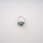 Clémence Green Emerald Cut Gemstone Sterling Silver Ring Avalabel