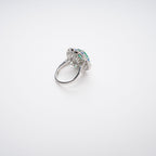 Clémence Green Emerald Cut Gemstone Sterling Silver Ring Avalabel