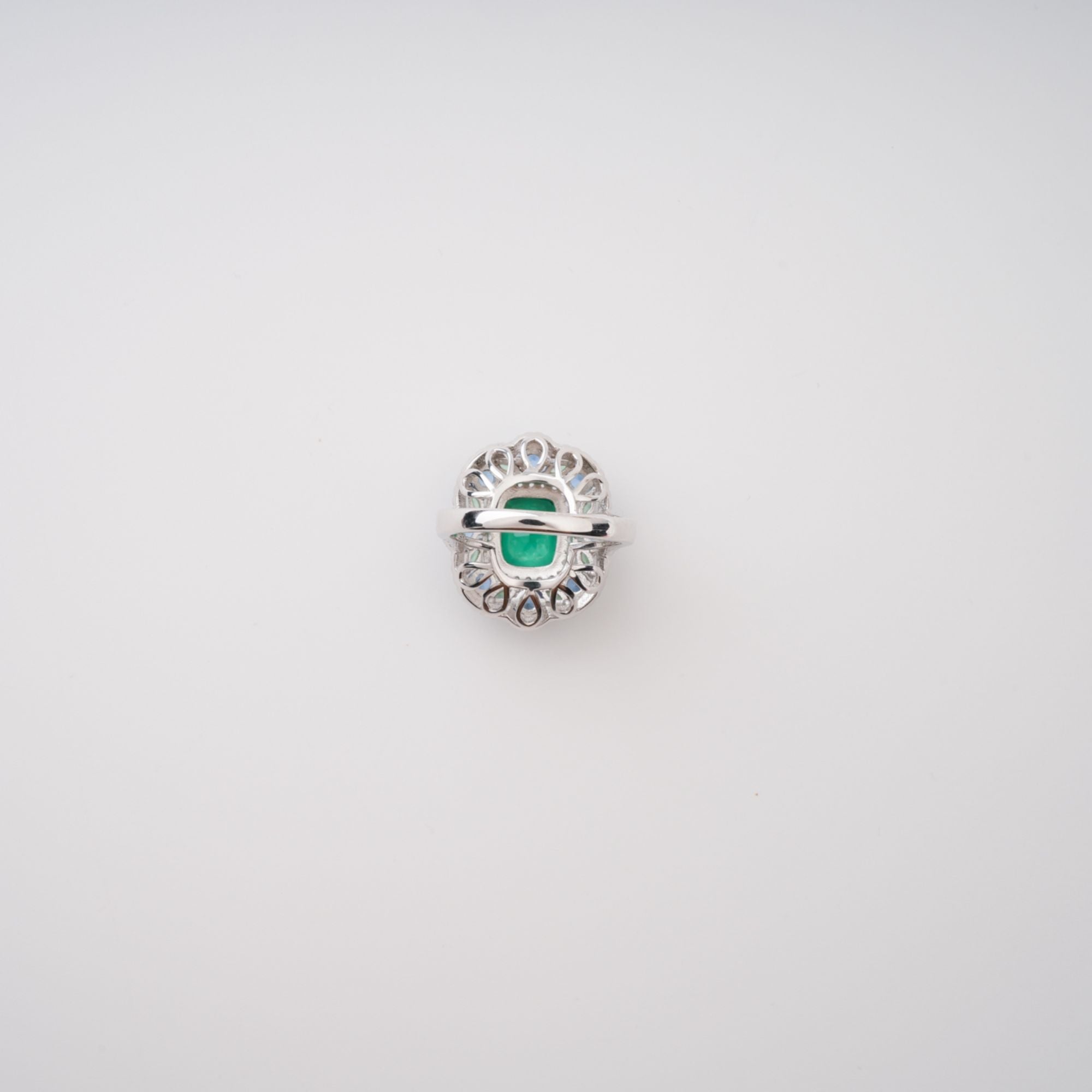 Clémence Green Emerald Cut Gemstone Sterling Silver Ring Avalabel