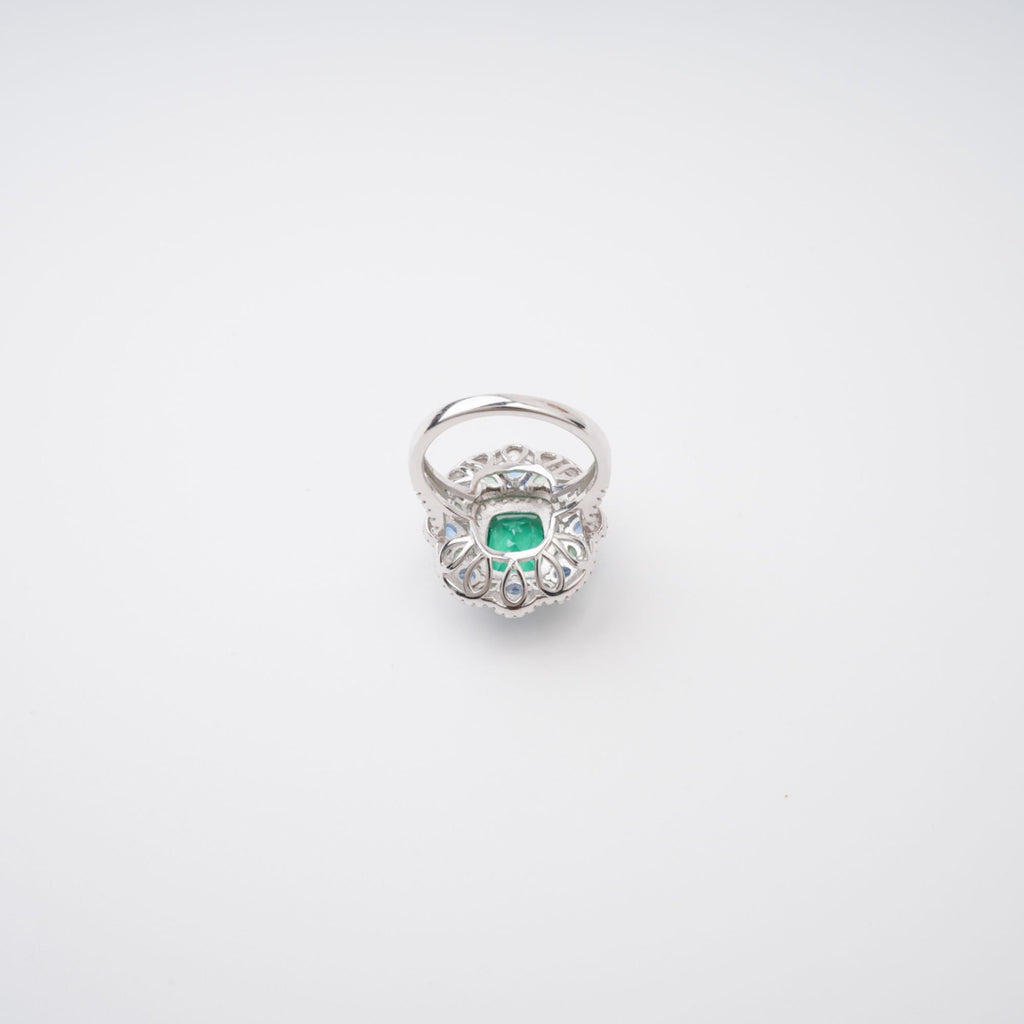 Clémence Green Emerald Cut Gemstone Sterling Silver Ring Avalabel