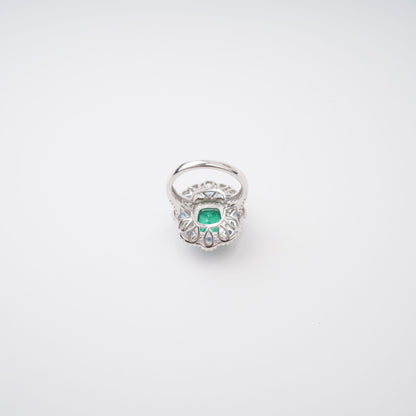 Clémence Green Emerald Cut Gemstone Sterling Silver Ring Avalabel