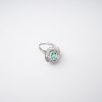 Clémence Green Emerald Cut Gemstone Sterling Silver Ring Avalabel