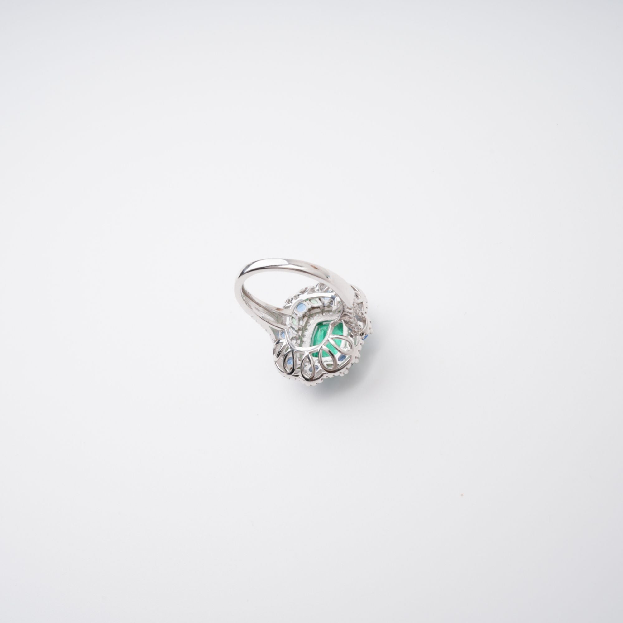 Clémence Green Emerald Cut Gemstone Sterling Silver Ring Avalabel