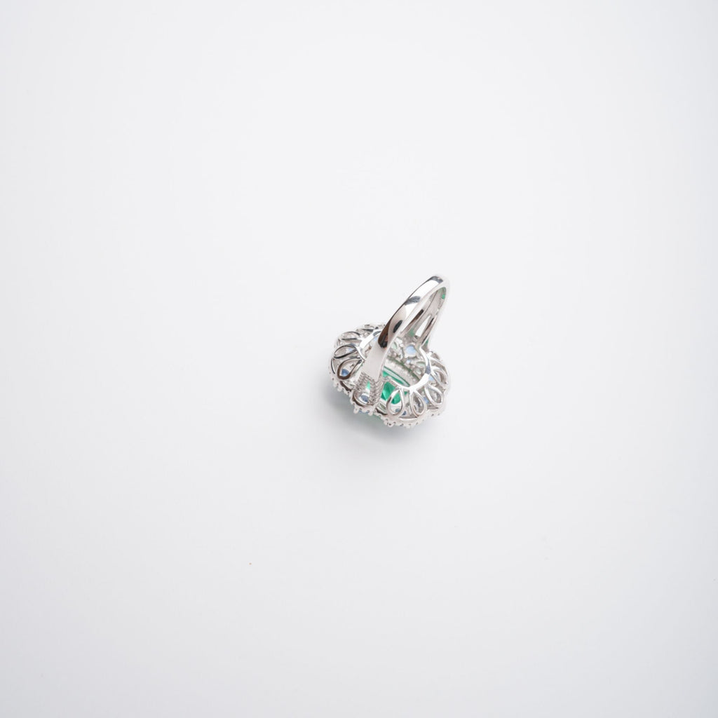 Clémence Green Emerald Cut Gemstone Sterling Silver Ring Avalabel