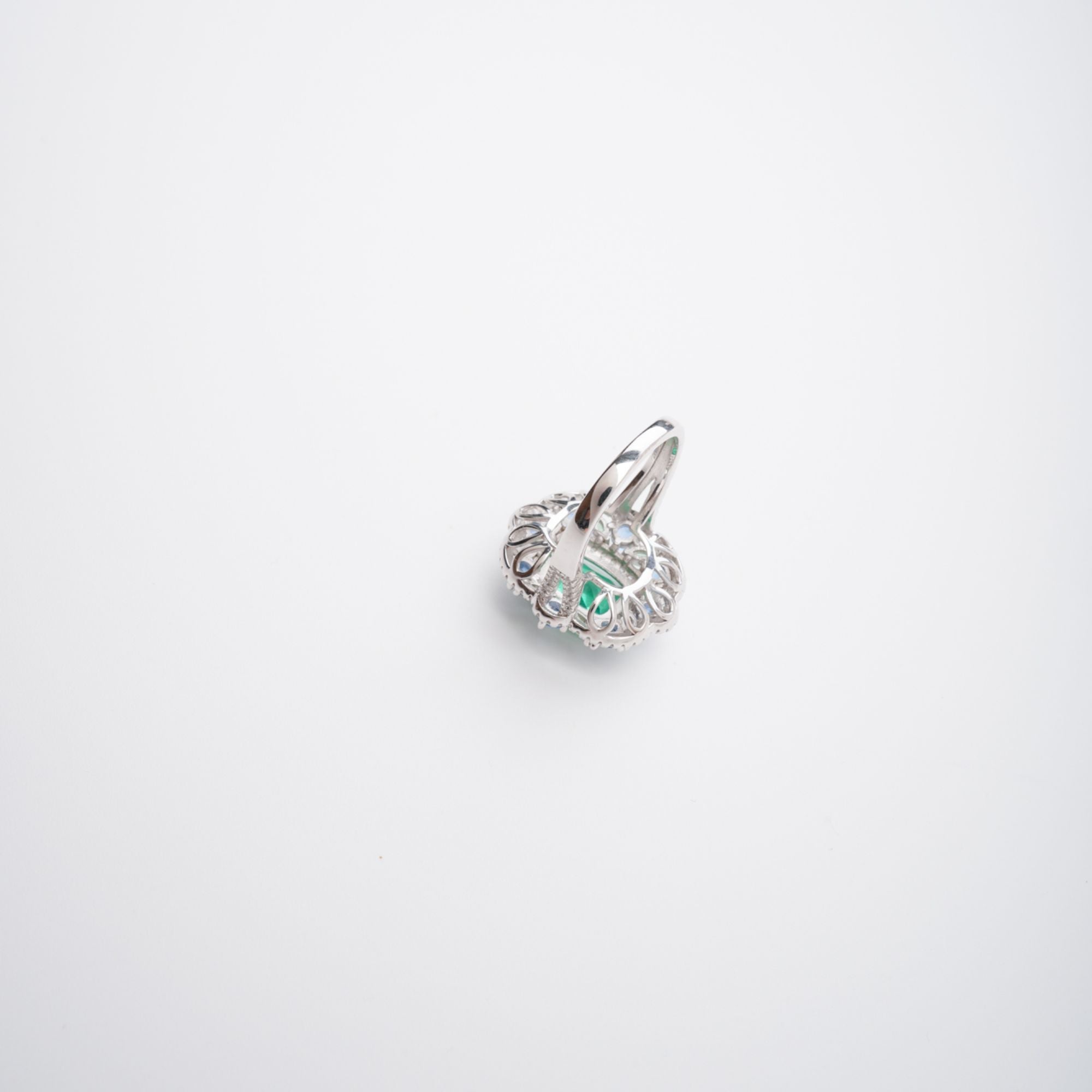 Clémence Green Emerald Cut Gemstone Sterling Silver Ring Avalabel