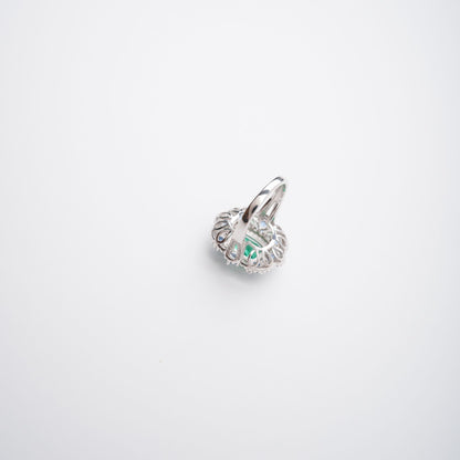 Clémence Green Emerald Cut Gemstone Sterling Silver Ring Avalabel