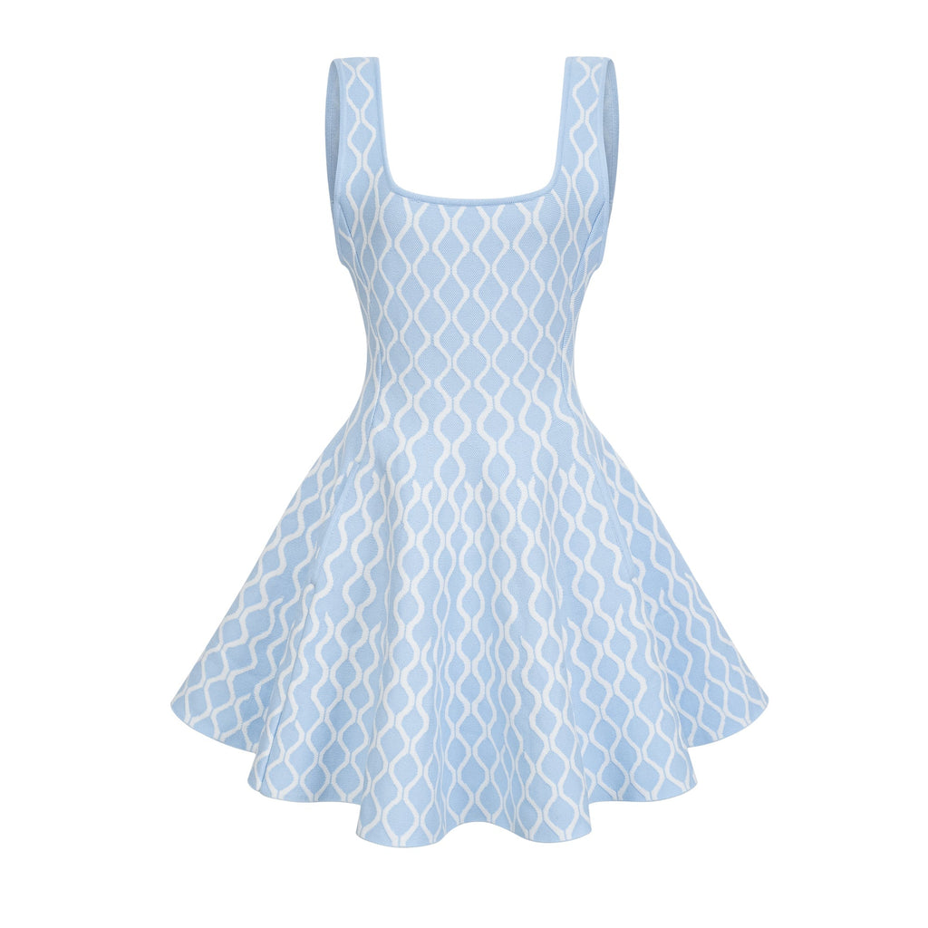 Hélène Patterned-Jacquard Sleeveless Mini Dress Avalabel