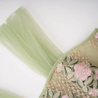 octavia Tulle Panel Floral Midi Dress in green Avalabel