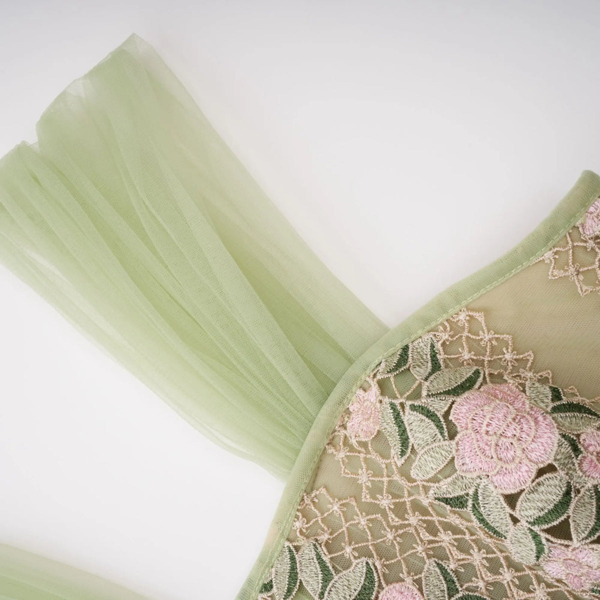 octavia Tulle Panel Floral Midi Dress in green Avalabel