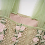 octavia Tulle Panel Floral Midi Dress in green Avalabel