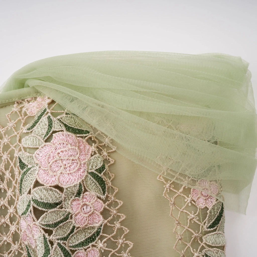octavia Tulle Panel Floral Midi Dress in green Avalabel