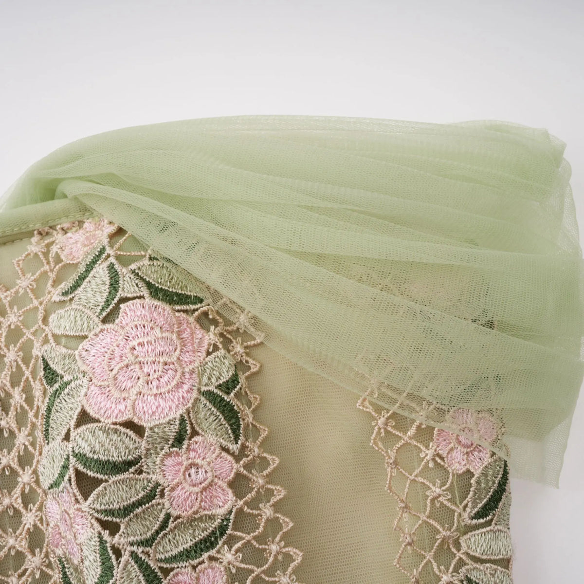 octavia Tulle Panel Floral Midi Dress in green Avalabel