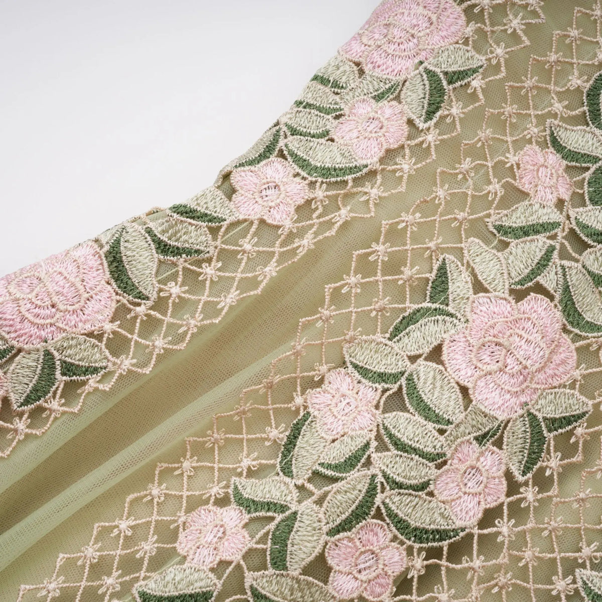 octavia Tulle Panel Floral Midi Dress in green Avalabel