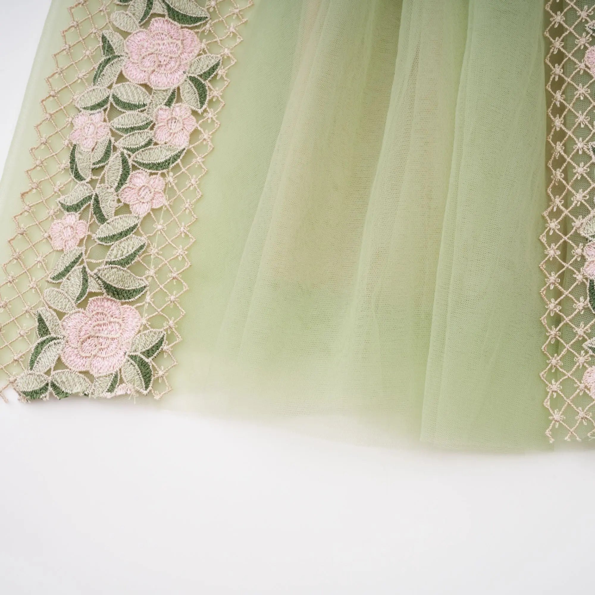 octavia Tulle Panel Floral Midi Dress in green Avalabel