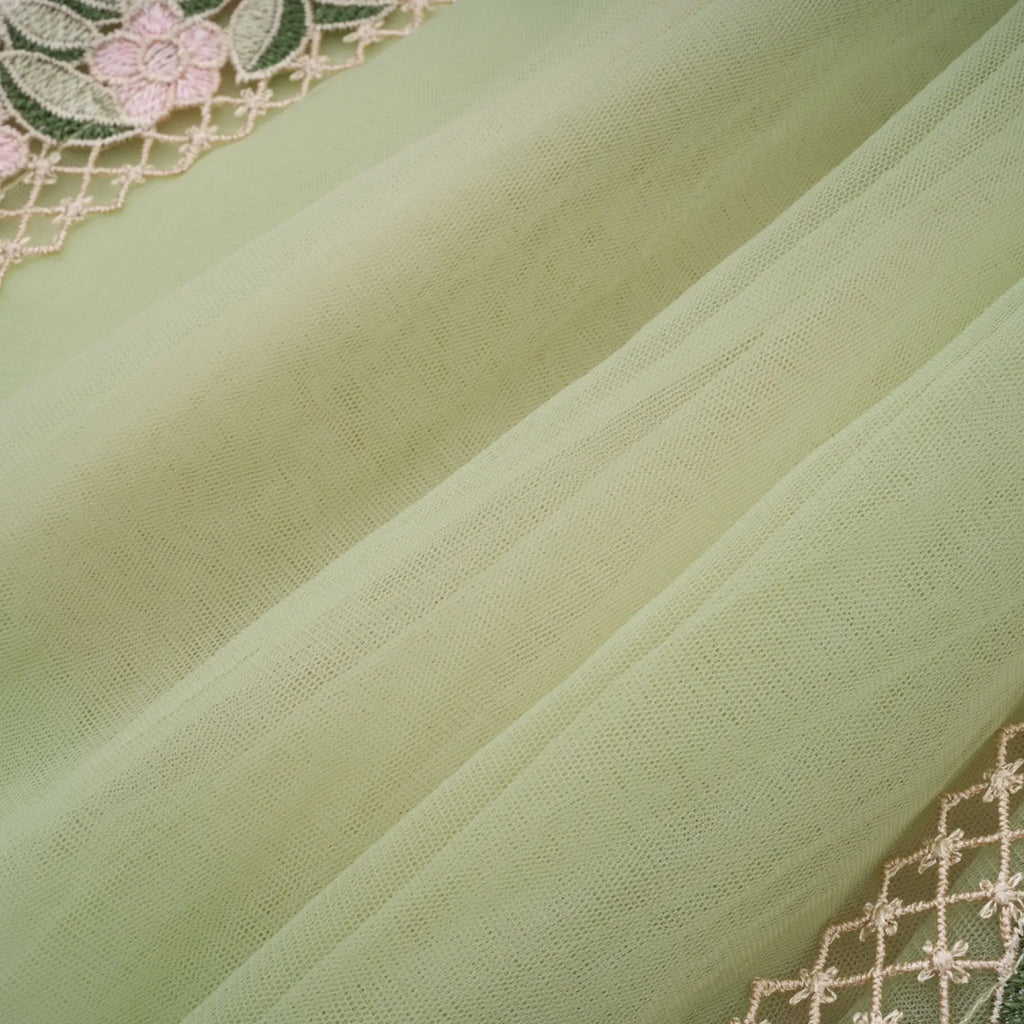 octavia Tulle Panel Floral Midi Dress in green Avalabel
