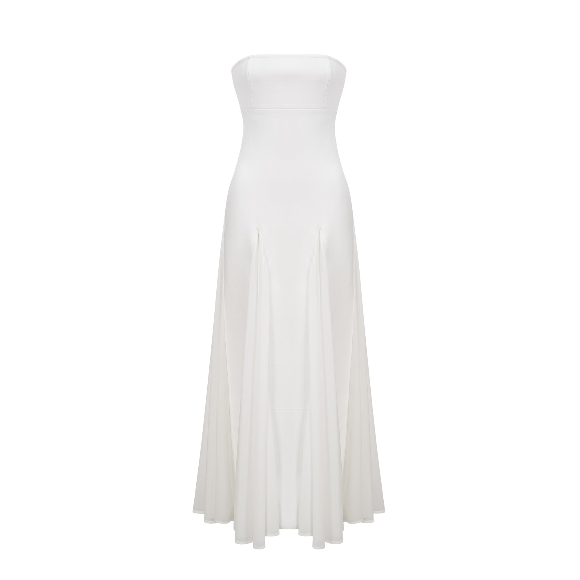 Nathalie White Tulle-Panelling Maxi Dress Avalabel