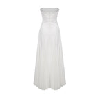 Nathalie White Tulle-Panelling Maxi Dress Avalabel