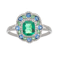 Clémence Green Emerald Cut Gemstone Sterling Silver Ring Avalabel