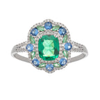 Clémence Green Emerald Cut Gemstone Sterling Silver Ring Avalabel