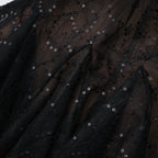 Black Sheer Lace High Neck Long Sleeve Tulle Mini Dress poava
