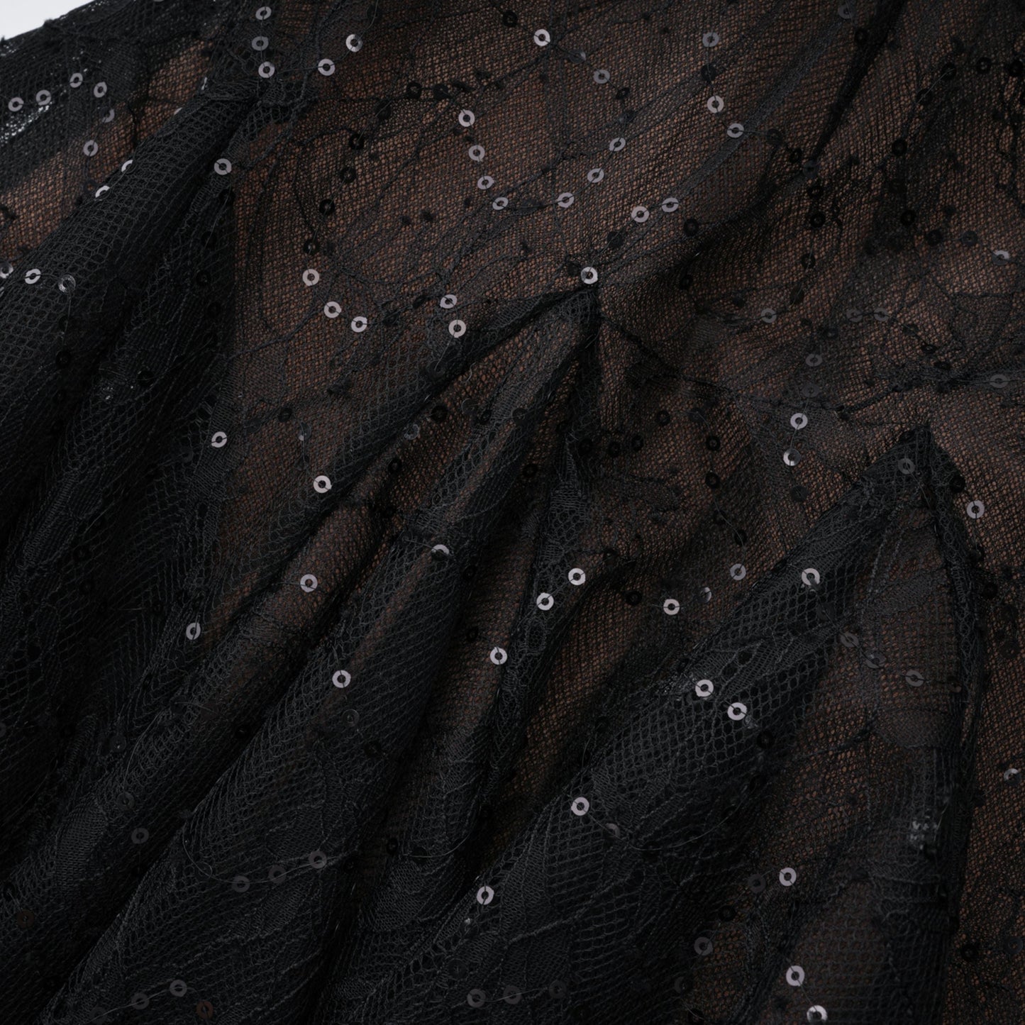 Black Sheer Lace High Neck Long Sleeve Tulle Mini Dress poava