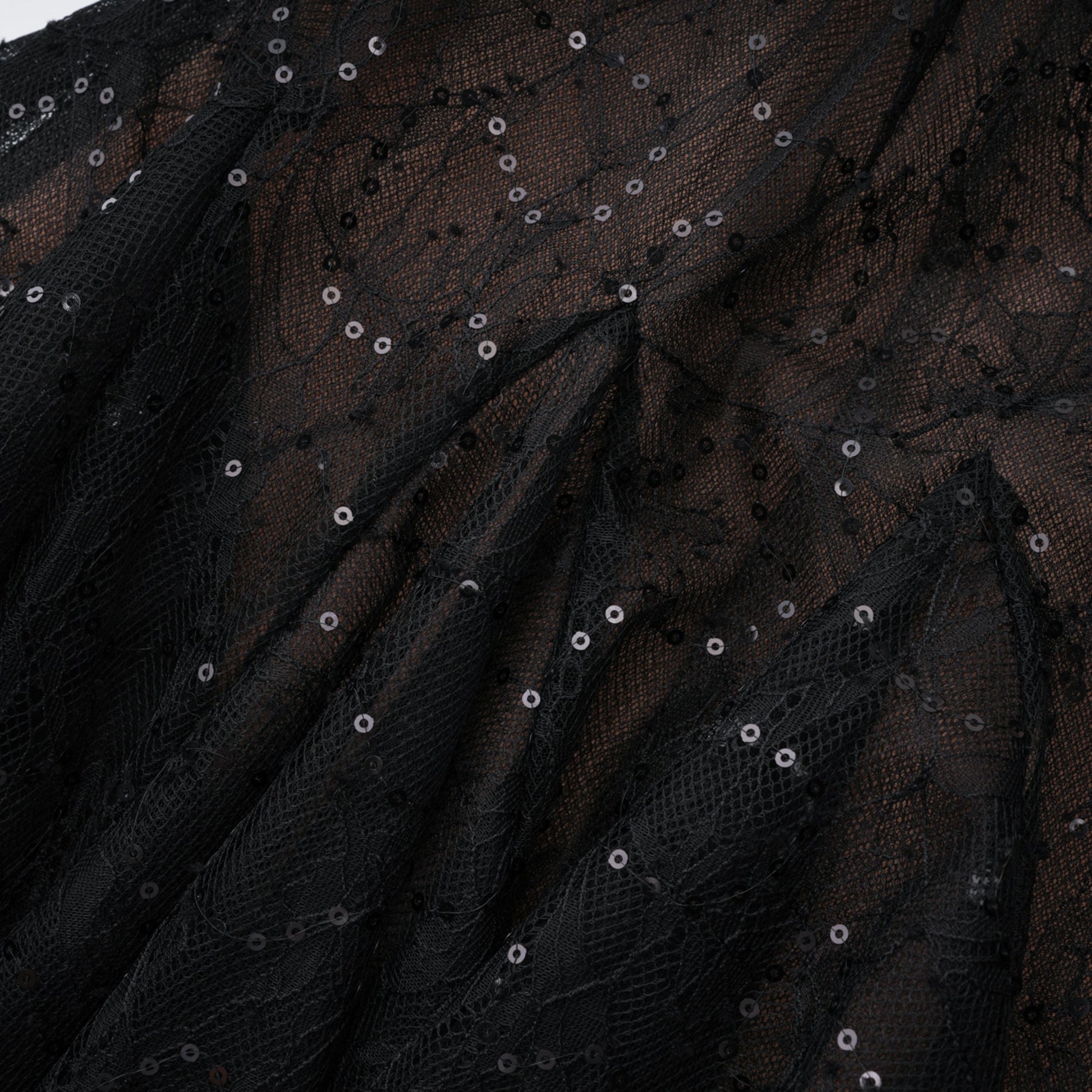 Black Sheer Lace High Neck Long Sleeve Tulle Mini Dress poava
