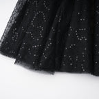 Black Sheer Lace High Neck Long Sleeve Tulle Mini Dress poava