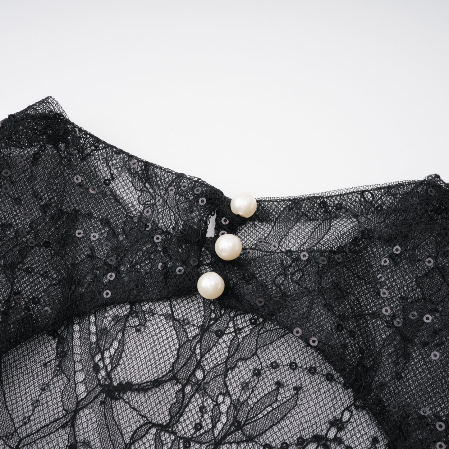 Black Sheer Lace High Neck Long Sleeve Tulle Mini Dress poava