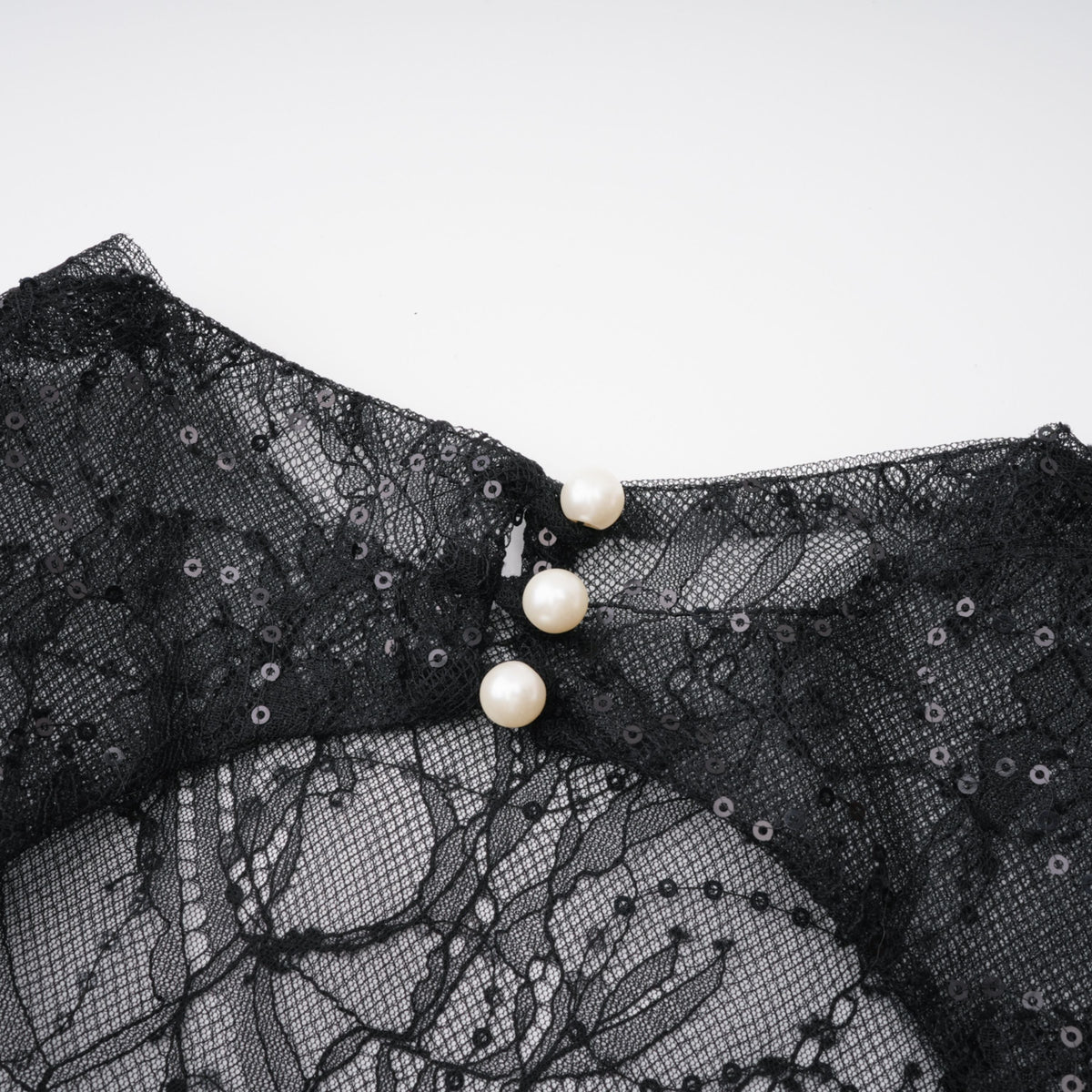 Black Sheer Lace High Neck Long Sleeve Tulle Mini Dress poava