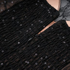 Black Sheer Lace High Neck Long Sleeve Tulle Mini Dress poava