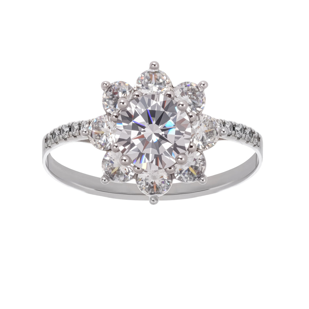 Émilie Sterling Silver Flower Shaped Zircon Gemstone Ring Avalabel