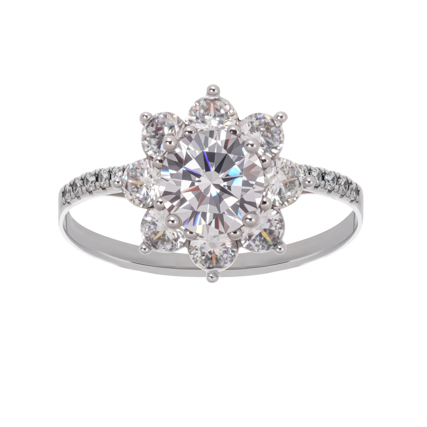Émilie Sterling Silver Flower Shaped Zircon Gemstone Ring Avalabel