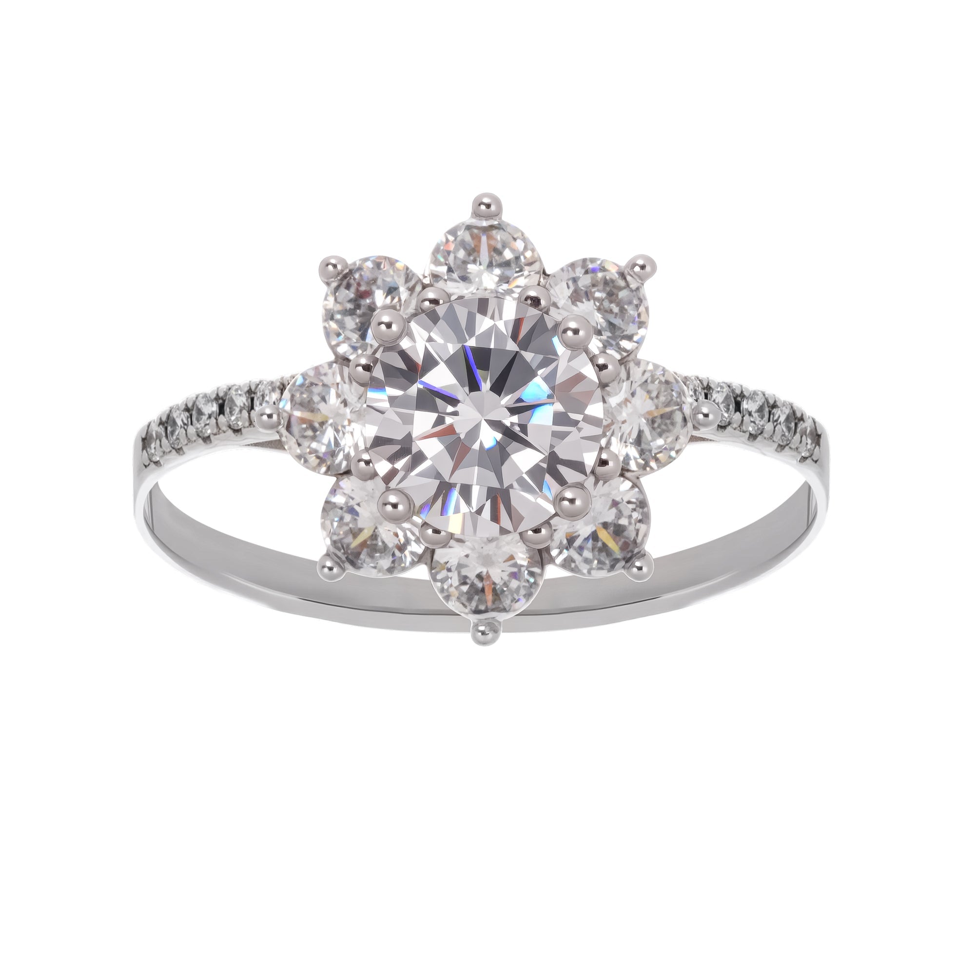 Émilie Sterling Silver Flower Shaped Zircon Gemstone Ring Avalabel
