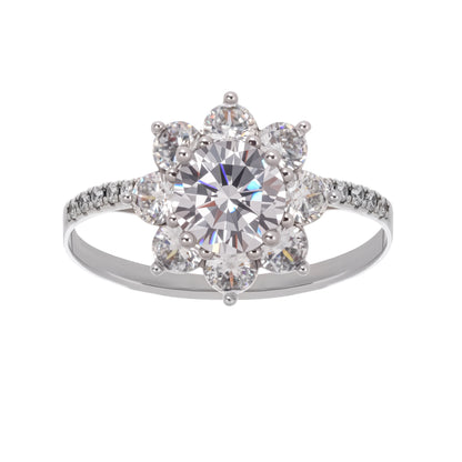 Émilie Sterling Silver Flower Shaped Zircon Gemstone Ring Avalabel