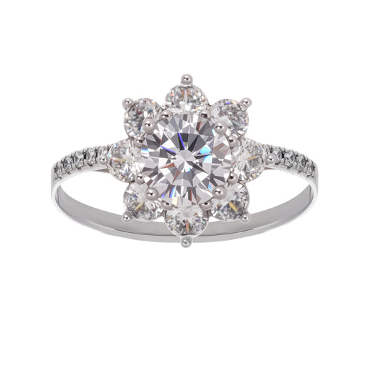 Émilie Sterling Silver Flower Shaped Zircon Gemstone Ring