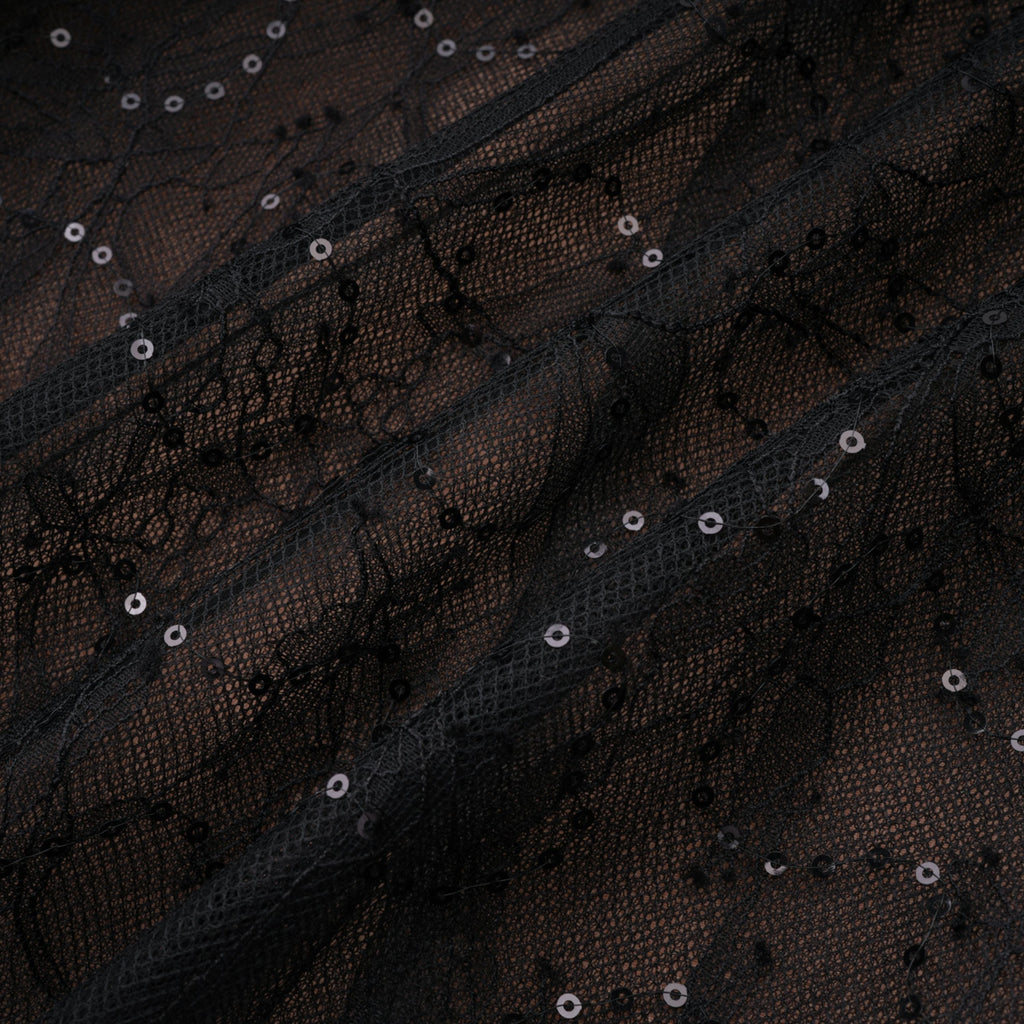 Black Sheer Lace High Neck Long Sleeve Tulle Mini Dress poava
