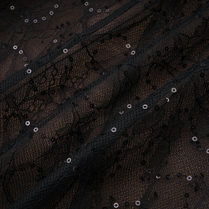 Black Sheer Lace High Neck Long Sleeve Tulle Mini Dress poava