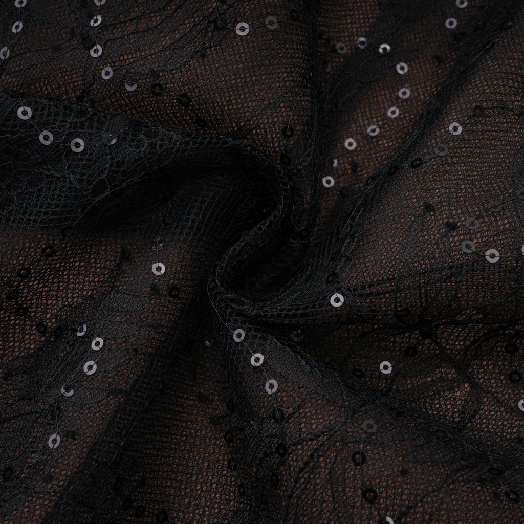 Black Sheer Lace High Neck Long Sleeve Tulle Mini Dress poava