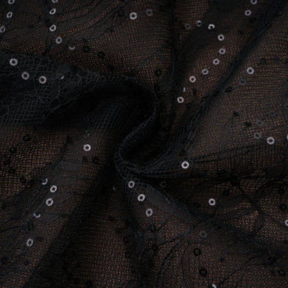 Black Sheer Lace High Neck Long Sleeve Tulle Mini Dress poava