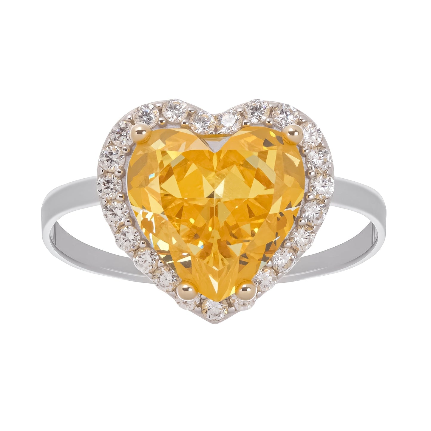 Éphémère Yellow Heart Cut Gemstone Sterling Silver Ring Avalabel
